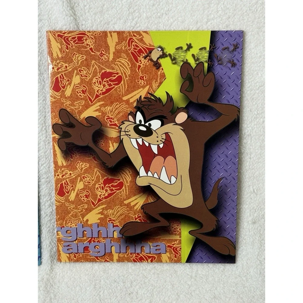 Vintage 90's Looney Tunes School Folder Lot of 2 Stuart Hall Taz Wiley Coyote